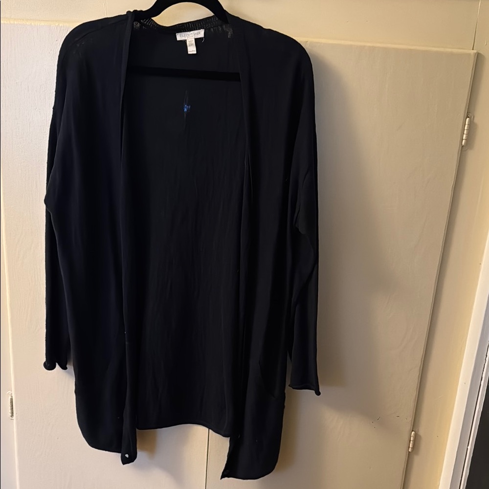 Eileen Fisher Black Button Front Cardigan